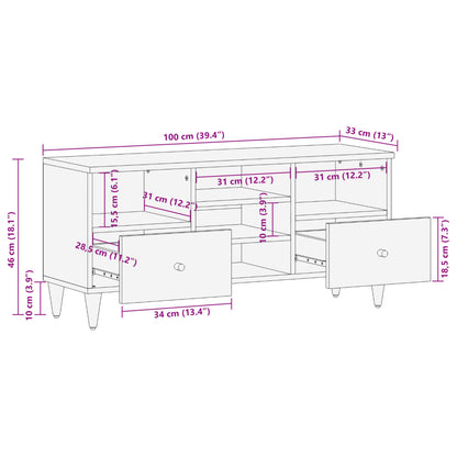 TV Cabinet 100x33x46 cm Solid Wood Mango