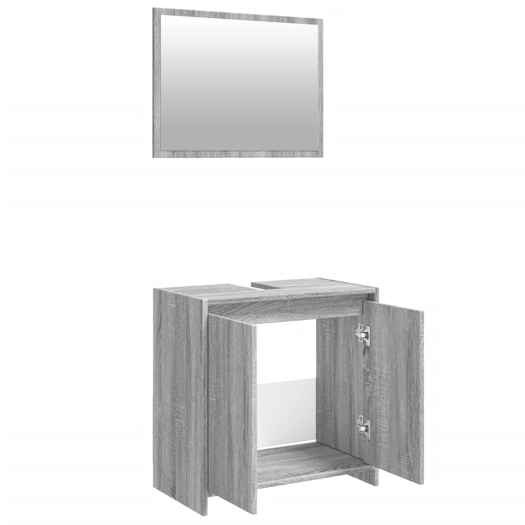 2 Piece Bathroom Furniture Set Grey Sonoma Engineered Wood