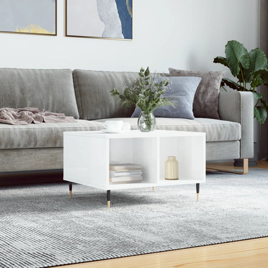Coffee Table High Gloss White 60x50x36.5 cm Engineered Wood