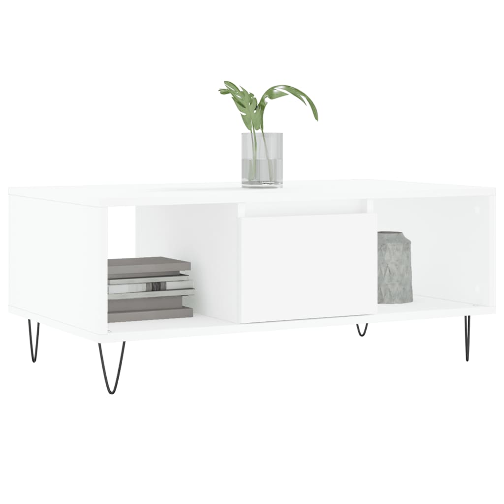 Coffee Table White 90x50x36.5 cm Engineered Wood