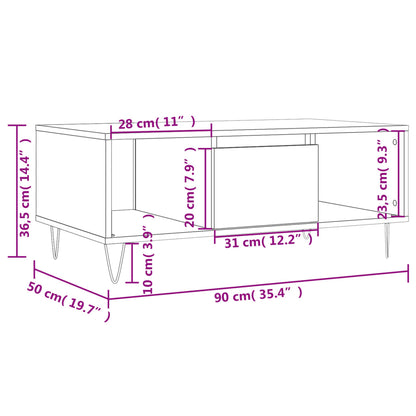 Coffee Table Black 90x50x36.5 cm Engineered Wood