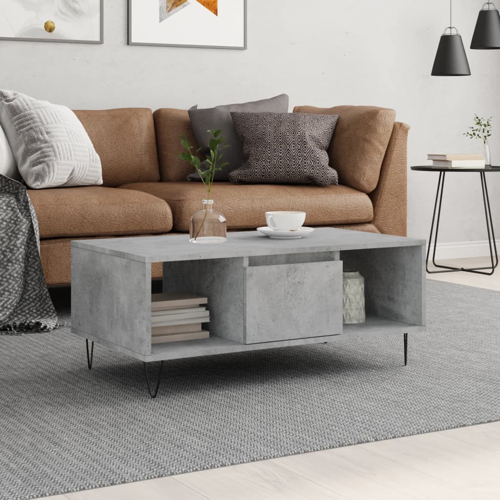 Coffee Table Concrete Grey 90x50x36.5 cm Engineered Wood