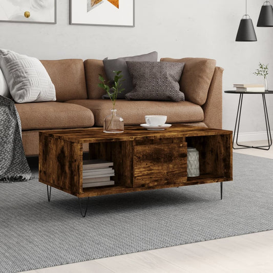 Coffee Table Smoked Oak 90x50x36.5 cm Engineered Wood