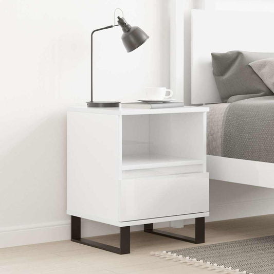 Bedside Cabinet High Gloss White 40x35x50 cm Engineered Wood