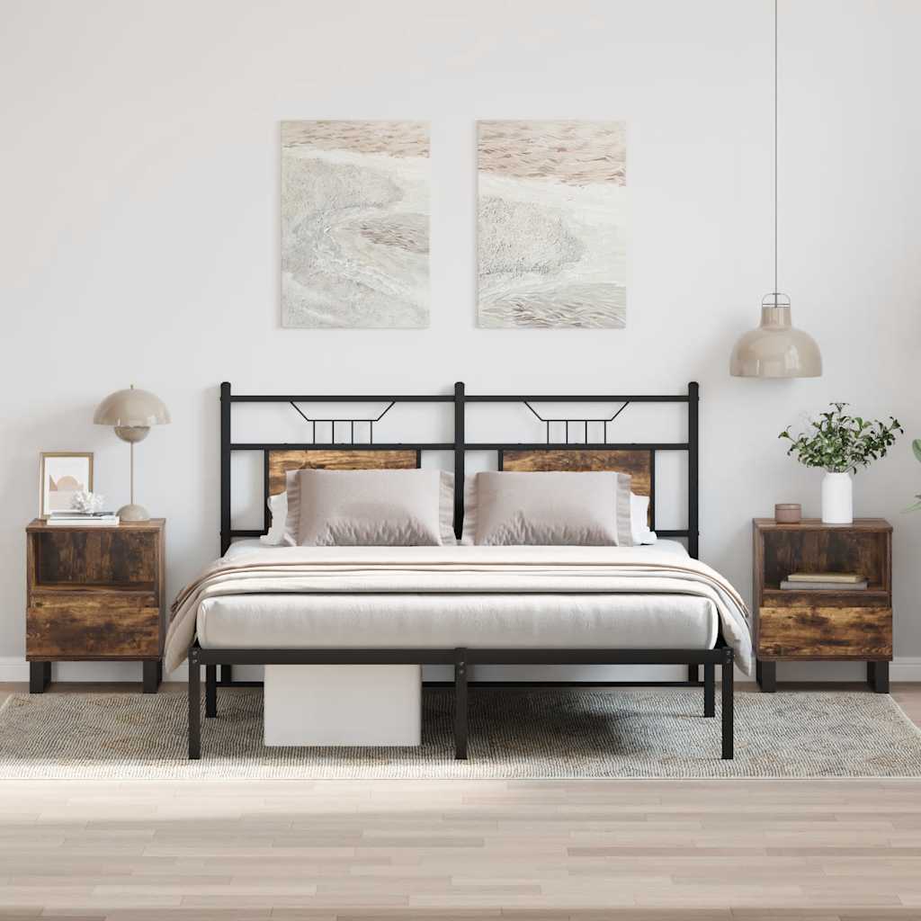 Bedside Cabinets 2 pcs Smoked Oak 40x35x50 cm Engineered Wood