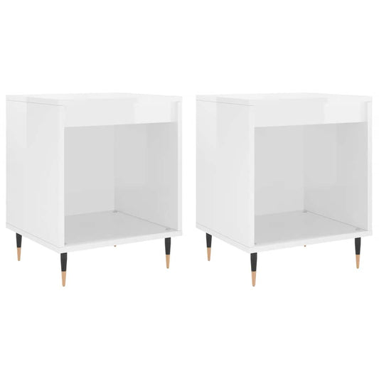 Bedside Cabinets 2 pcs High Gloss White 40x35x50 cm Engineered Wood