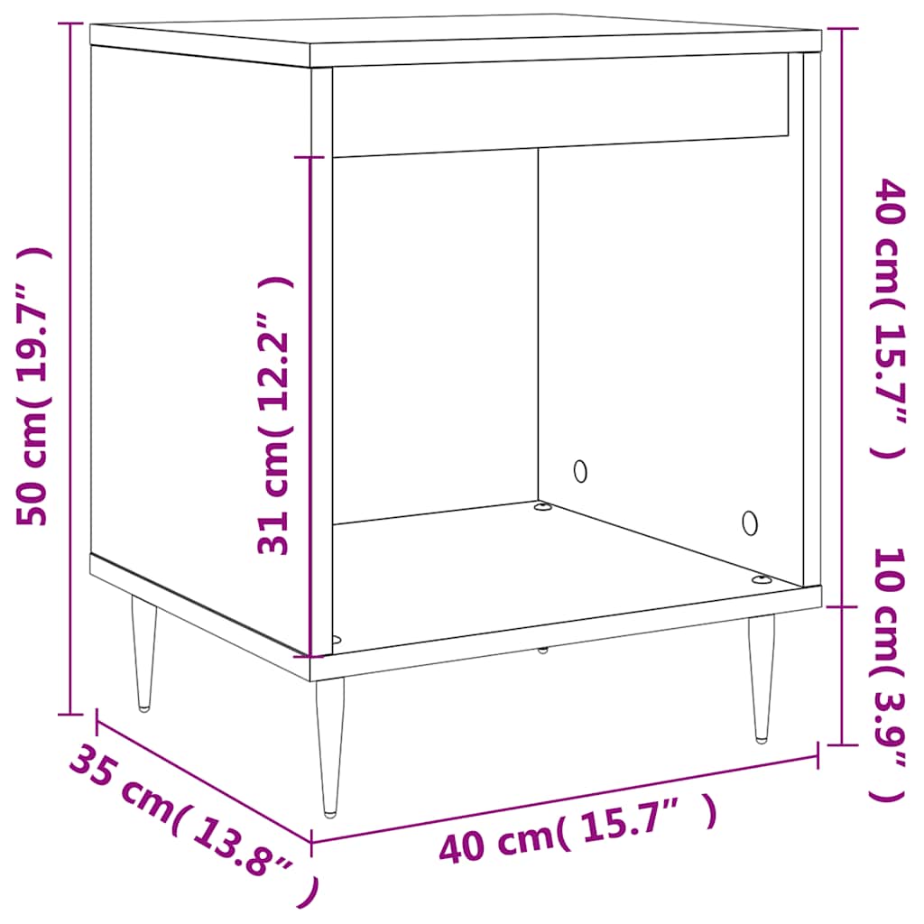 Bedside Cabinets 2 pcs High Gloss White 40x35x50 cm Engineered Wood