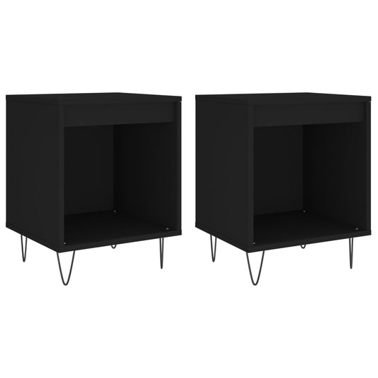 Bedside Cabinets 2 pcs Black 40x35x50 cm Engineered Wood