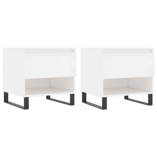Coffee Tables 2 pcs High Gloss White 50x46x50 cm Engineered Wood