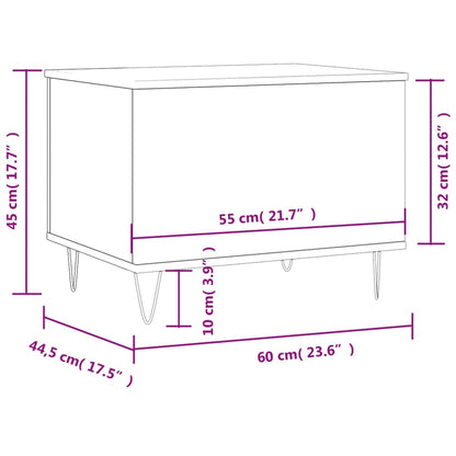 Coffee Table Brown Oak 60x44.5x45 cm Engineered Wood