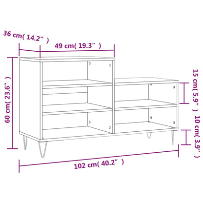 Shoe Cabinet Brown Oak 102x36x60 cm Engineered Wood