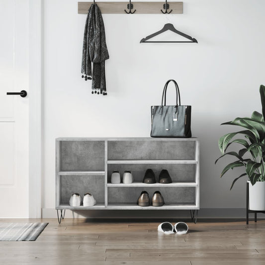 Shoe Cabinet Concrete Grey 102x36x60 cm Engineered Wood