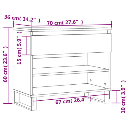 Shoe Cabinet Grey Sonoma 70x36x60 cm Engineered Wood