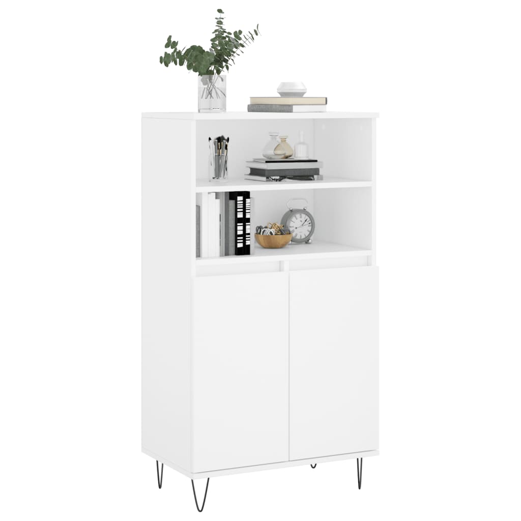 Highboard White 60x36x110 cm Engineered Wood