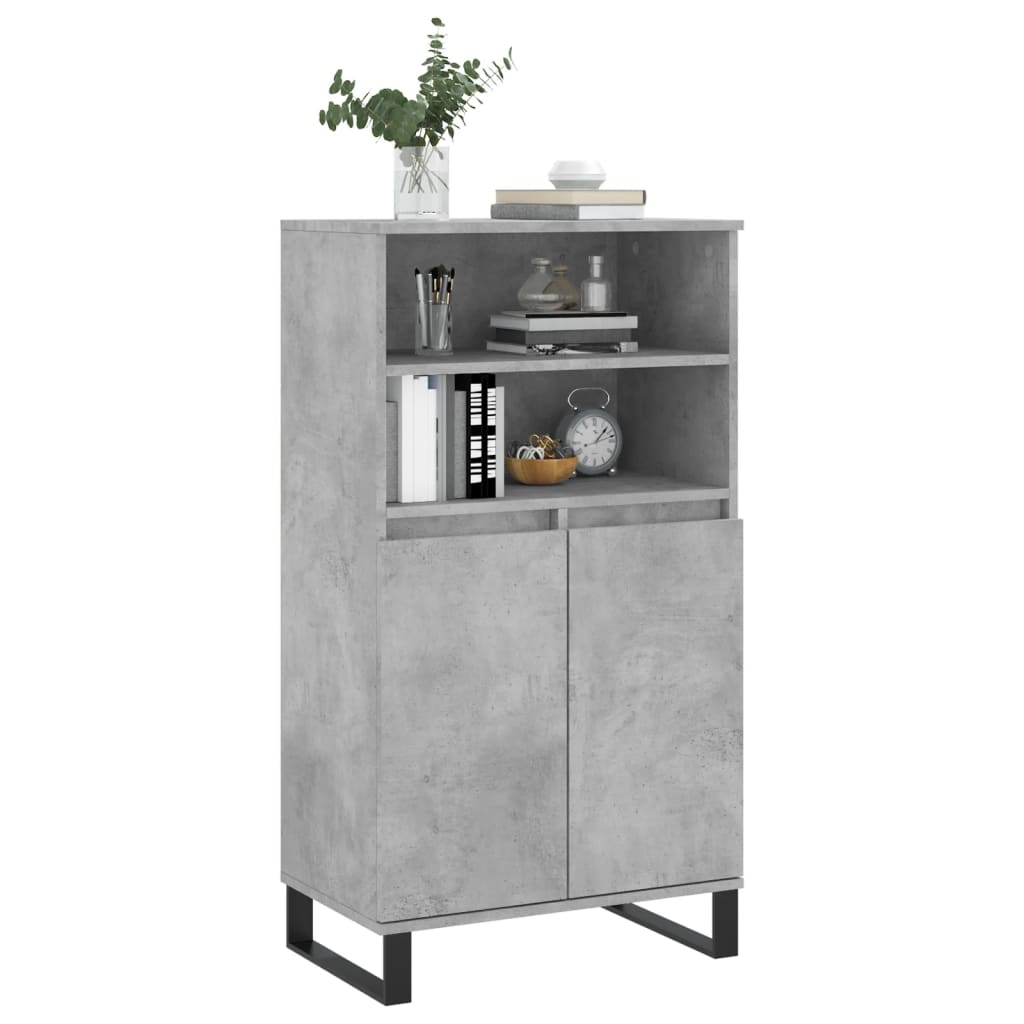 Highboard Concrete Grey 60x36x110 cm Engineered Wood