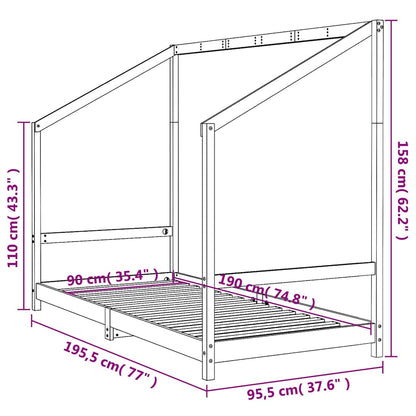 Kids Bed Frame White 90x190 cm Solid Wood Pine