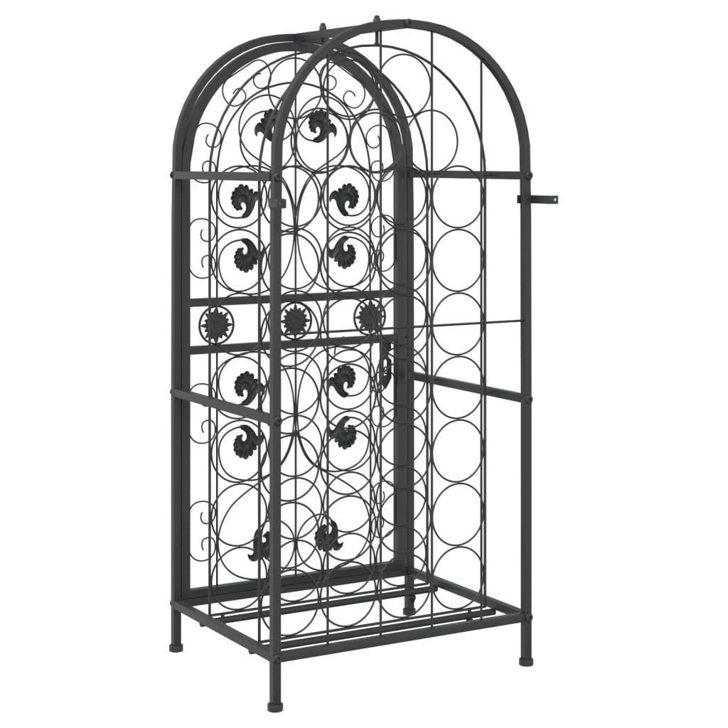 Wine Rack for 33 Bottles Black 45x36x100 cm Wrought Iron