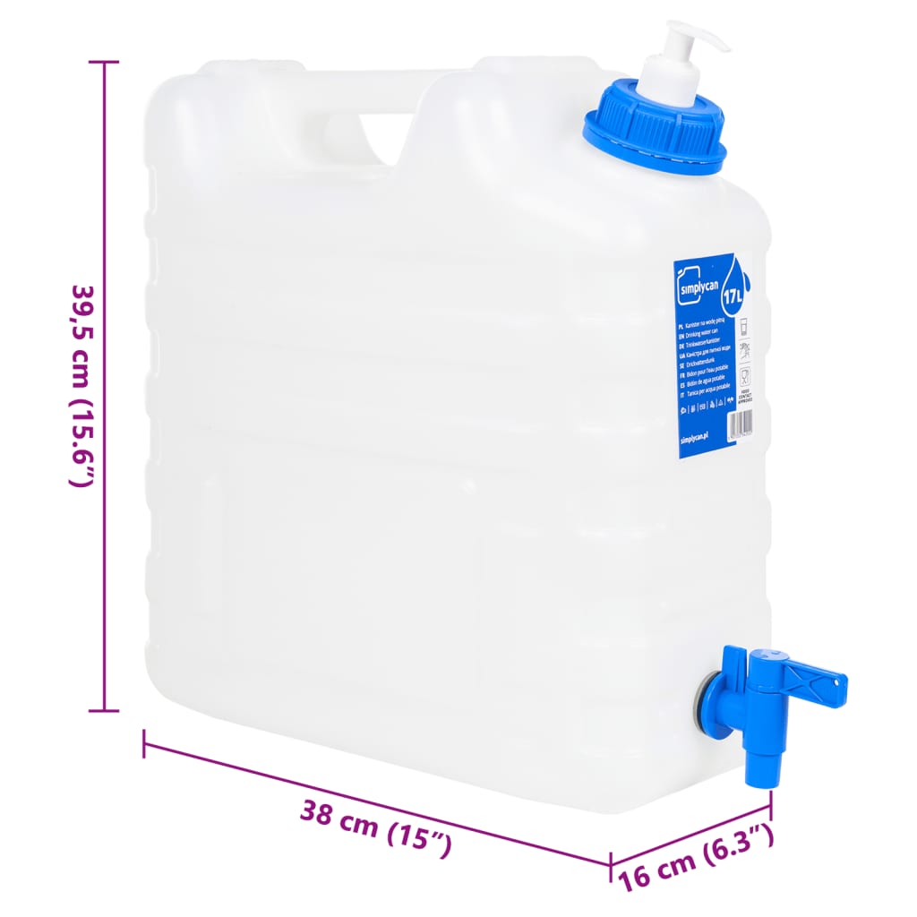 Water Container with Tap and Soap Dispenser 15 L Plastic