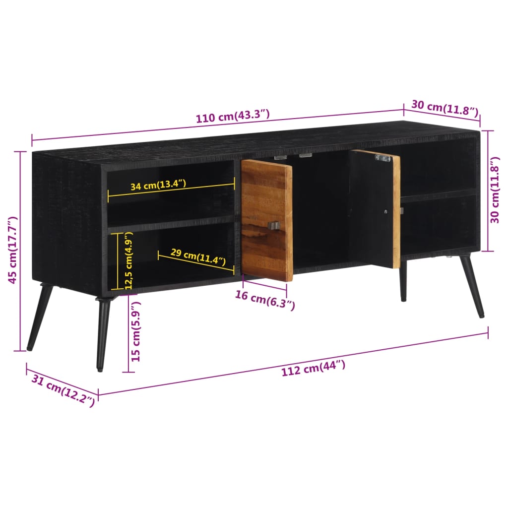 TV Cabinet 112x31x45 cm Solid Reclaimed Teak