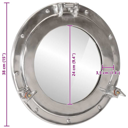  Porthole Mirror Wall Hanging Ø38 cm Aluminium and Glass