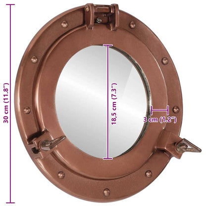  Porthole Mirror Wall Hanging Ø30 cm Aluminium and Glass