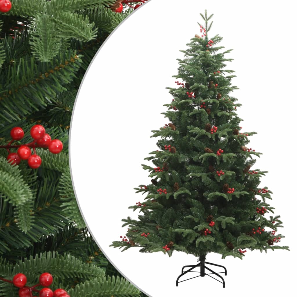 Artificial Hinged Christmas Tree with Cones and Berries 210 cm