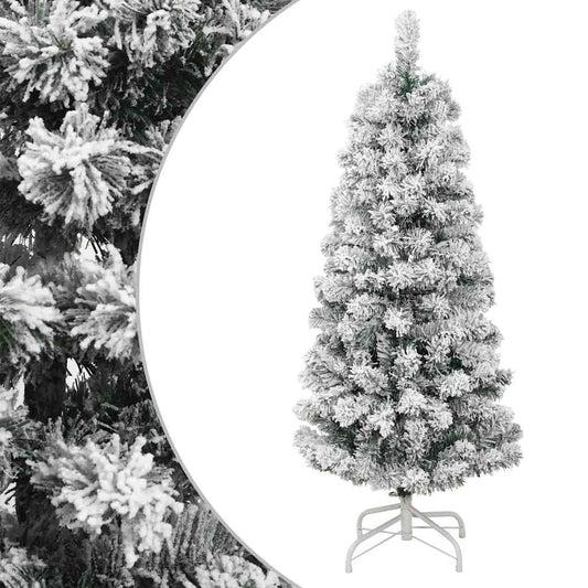 Artificial Hinged Christmas Tree Green and White PVC, Iron 59 in