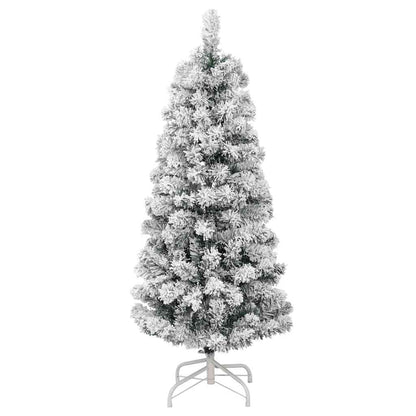 Artificial Hinged Christmas Tree Green and White PVC, Iron 59 in