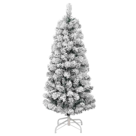 Artificial Hinged Christmas Tree Green and White PVC, Iron 59 in
