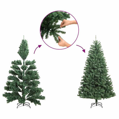 Artificial Hinged Christmas Tree Green and White PVC, Iron 59 in
