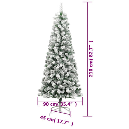 Artificial Hinged Christmas Tree with Flocked Snow 210 cm