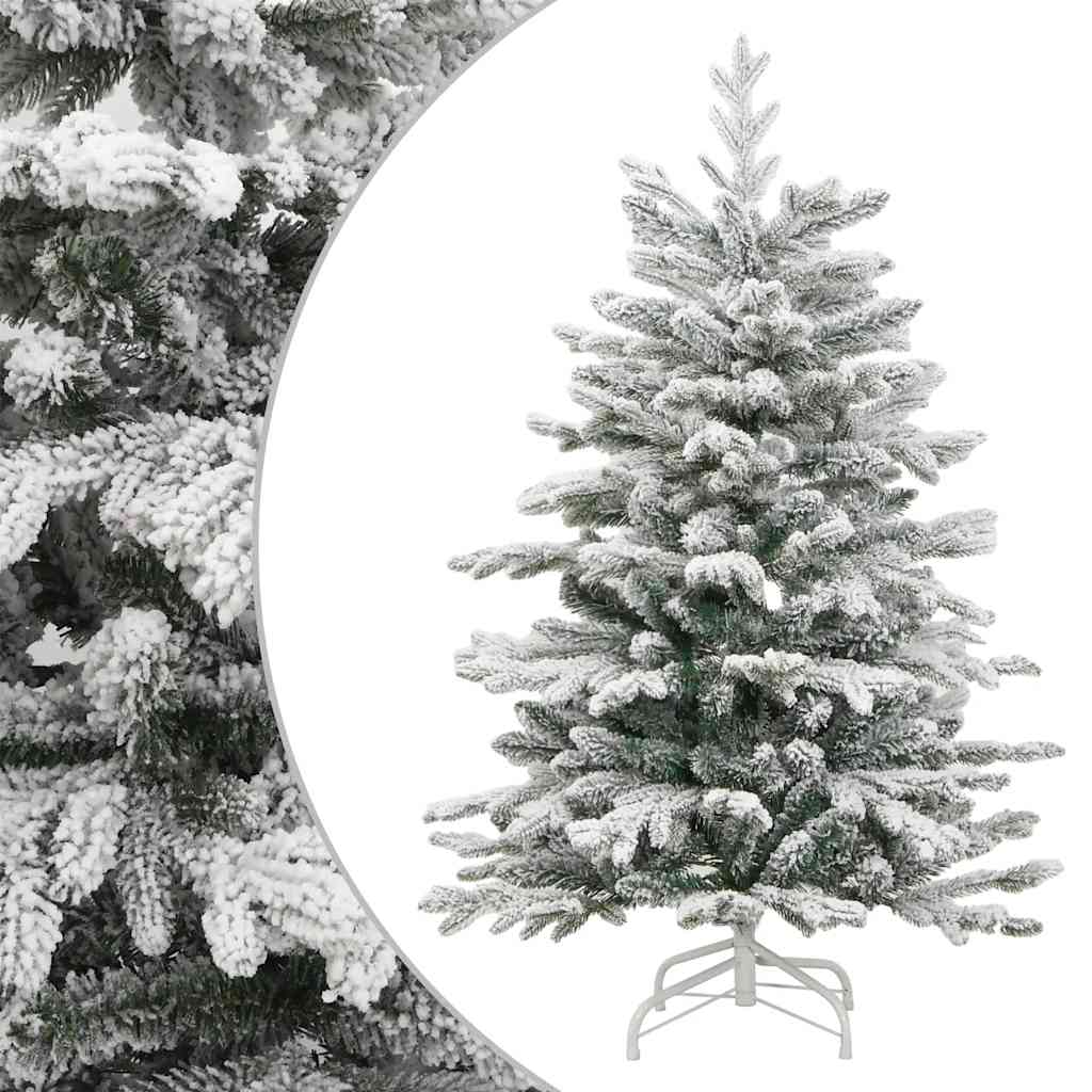 5.9 ft Artificial Hinged Christmas Tree Green and White PVC, PE, Iron