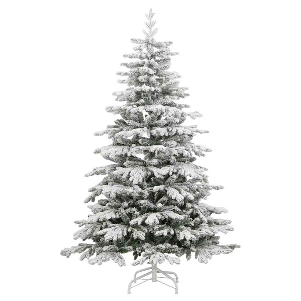 5.9 ft Artificial Hinged Christmas Tree Green and White PVC, PE, Iron