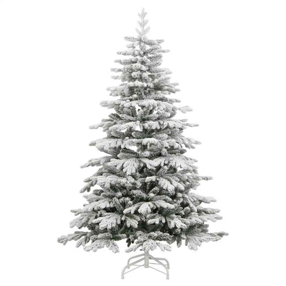 5.9 ft Artificial Hinged Christmas Tree Green and White PVC, PE, Iron