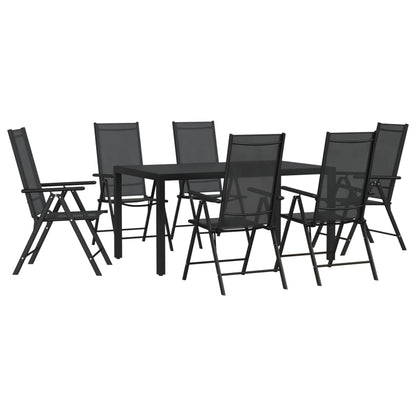Garden Dining Set | Black | Powder-coated aluminium, WPC, Textilene