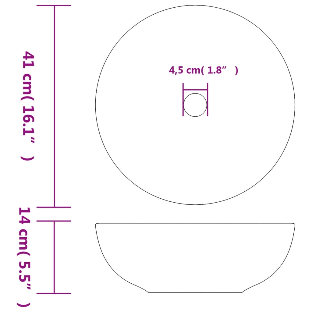 Countertop Basin Black and Red Round Φ41x14 cm Ceramic