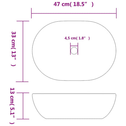 Countertop Basin Grey and Blue Oval 47x33x13 cm Ceramic