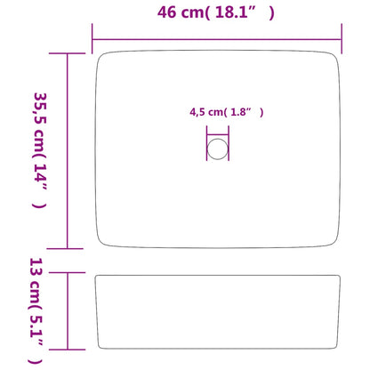 Countertop Basin Multicolour Rectangular 46x35.5x13 cm Ceramic