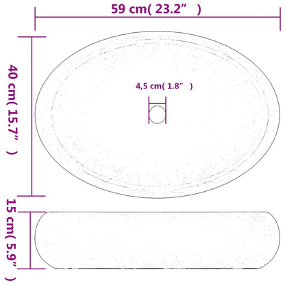 Countertop Basin Multicolour Oval 59x40x15 cm Ceramic