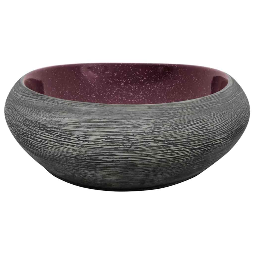 Countertop Basin Purple and Grey Oval 59x40x14 cm Ceramic
