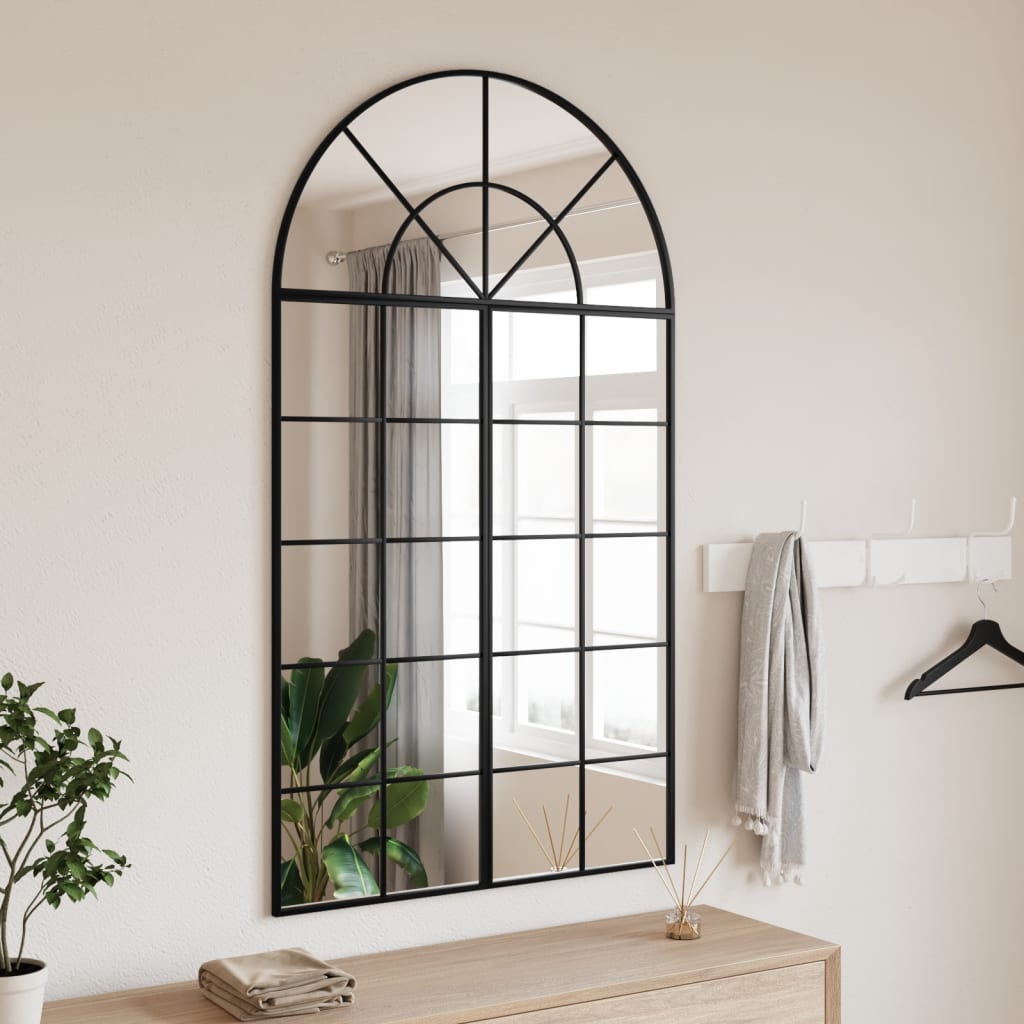 Wall Mirror Black 31.5"x55.1" Arch Iron