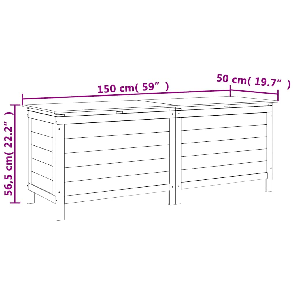 vidaXL Garden Storage Box White Solid Fir Wood 59.1 x 19.7 x 22.2 in