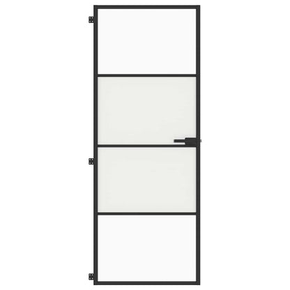 Interior Door Slim Black 76x201.5 cm Tempered Glass and Aluminium