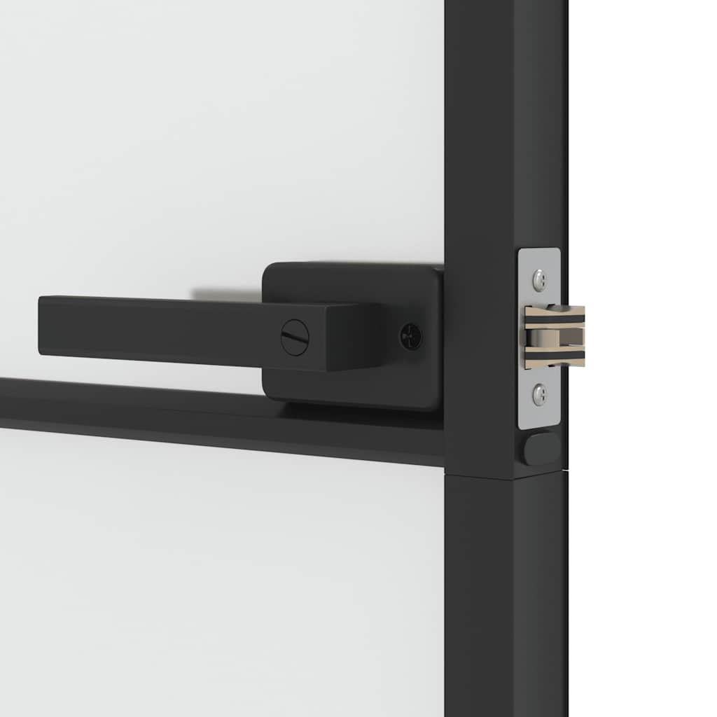 Interior Door Slim Black 76x201.5 cm Tempered Glass and Aluminium