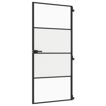 Interior Door Slim Black 93x201,5 cm Tempered Glass and Aluminium