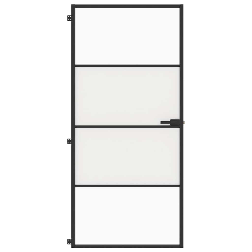 Interior Door Slim Black 93x201,5 cm Tempered Glass and Aluminium