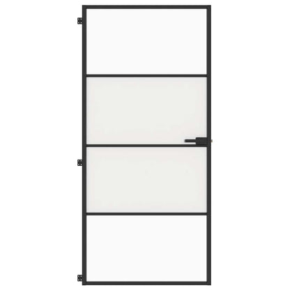 Interior Door Slim Black 93x201,5 cm Tempered Glass and Aluminium