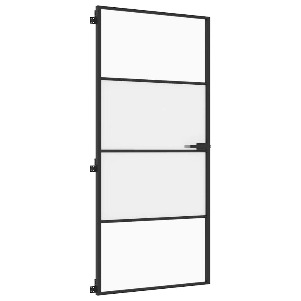 Interior Door Slim Black 93x201,5 cm Tempered Glass and Aluminium