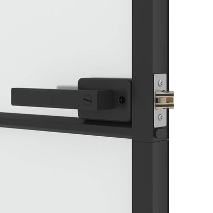 Interior Door Slim Black 93x201,5 cm Tempered Glass and Aluminium
