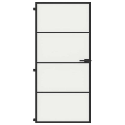 Interior Door Slim Black 93x201.5 cm Tempered Glass and Aluminium